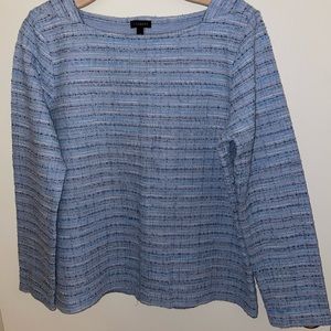 Talbots blue striped “pebbled” material tunic, size L
